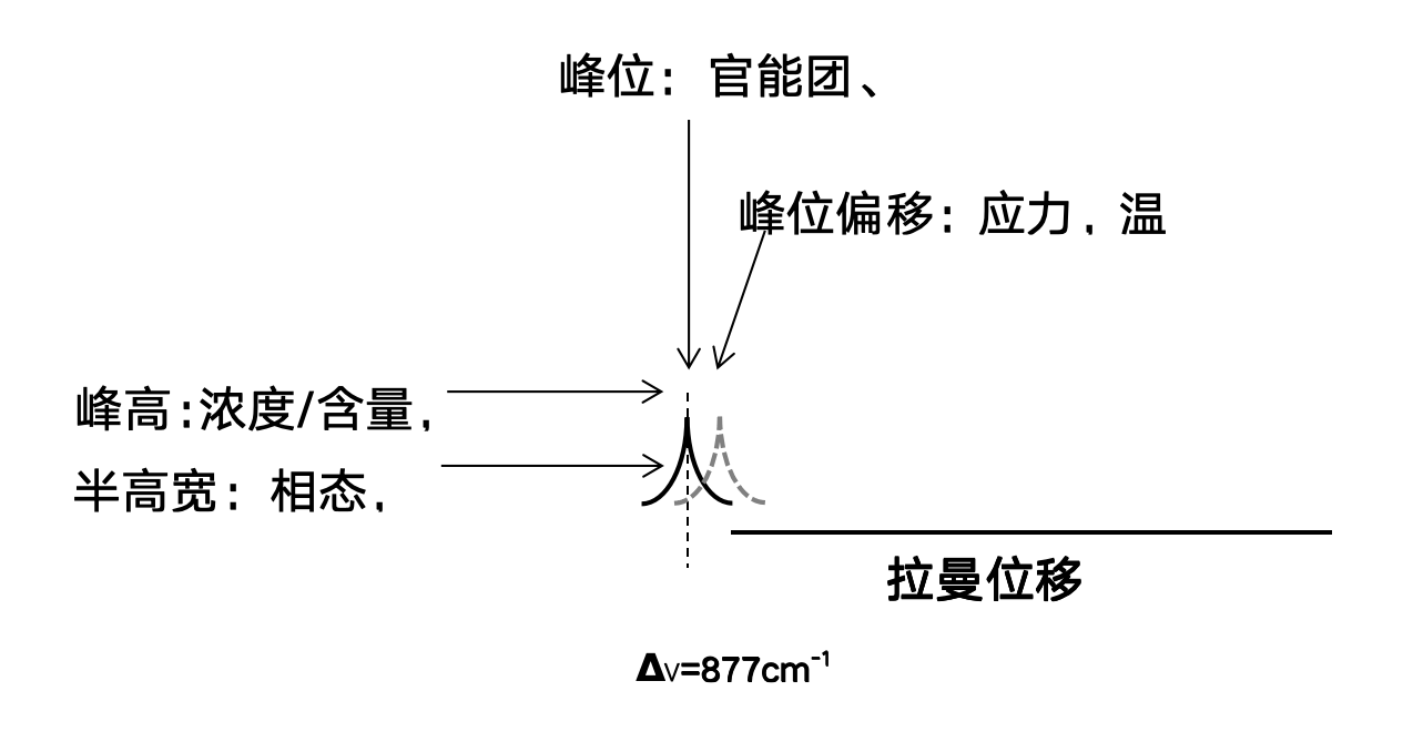 拉曼光谱参数与物理化学意义示意